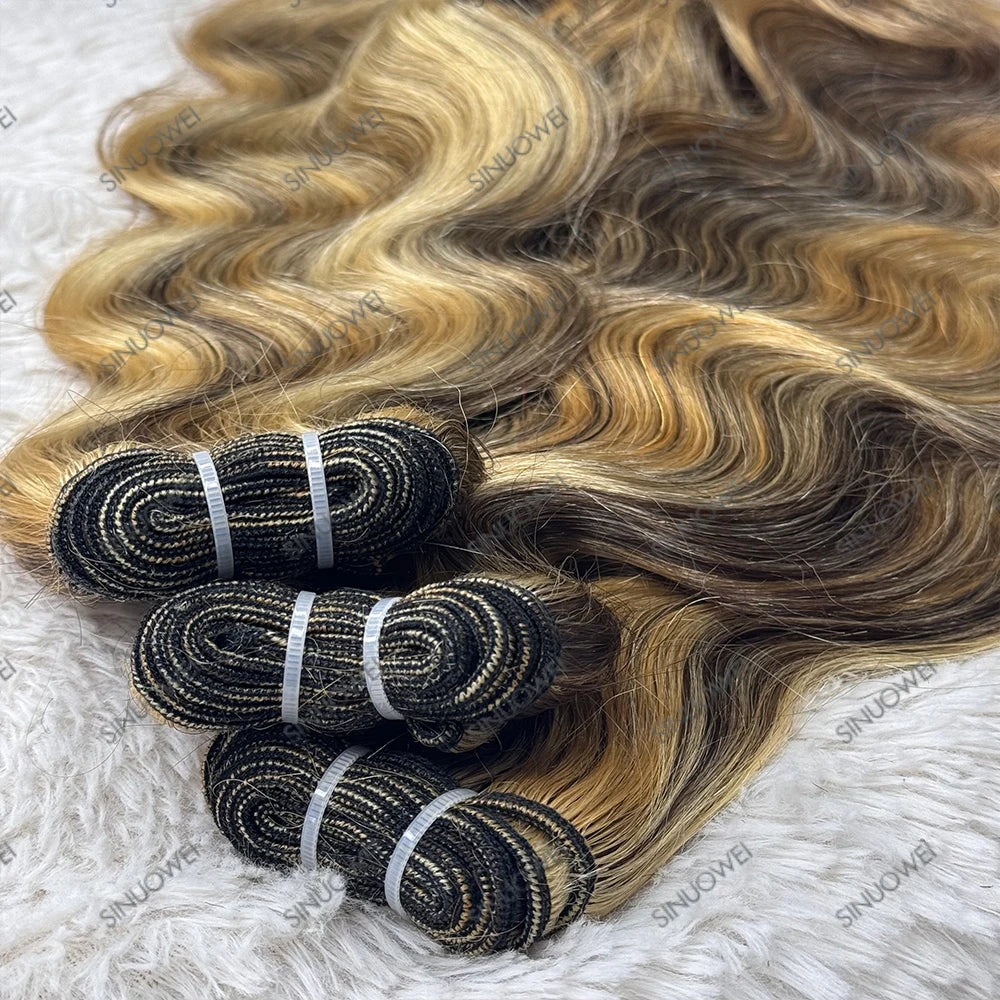 Blond miel avec reflets de qualité 12A # P4/27/613 Lots de mèches ondulées mixtes 1/3/4 pièces Cheveux vierges vietnamiens 100% humains