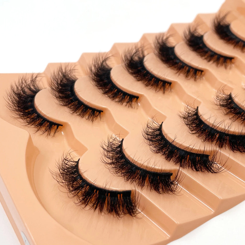 Nouveau 7 paires de faux cils épais, simulation 3D en fourrure de vison, faux cils dramatiques, vente en gros, fabrication de faux cils pleine ligne