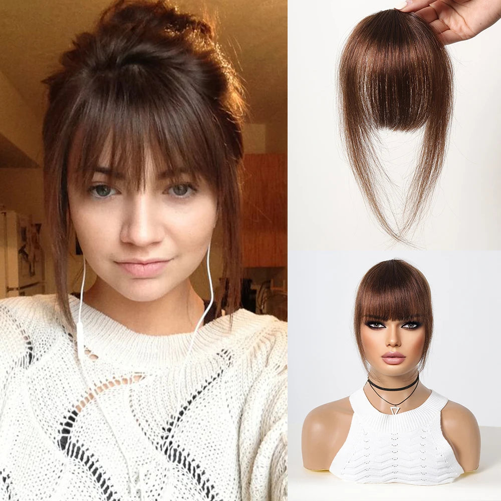 100% cheveux humains frange Clips dans Air frange frange postiche pour femmes platine blond Remy cheveux humains frange Extension de cheveux 4.5 pouces