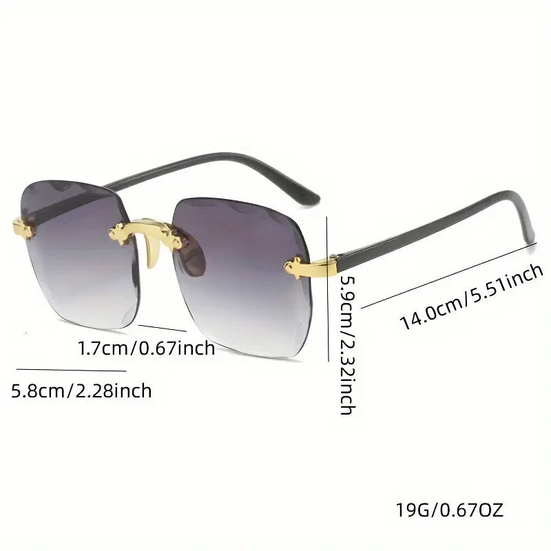 Lunettes de soleil carrées sans monture pour femmes, au style luxueux et tendance. Modèle de créateur avec verres rouges, adapté également aux hommes. Protection UV400 contre les rayons ultraviolets, idéale pour l’été et les activités en extérieur.