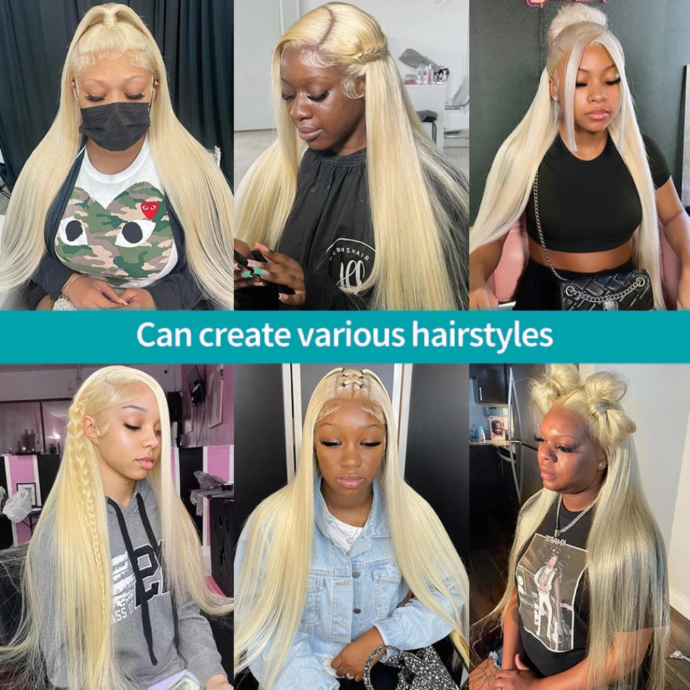 13x4 13x6 HD Transparent pleine dentelle frontale perruques 613 Blonde couleur droite perruque de cheveux humains avant de lacet perruques pour les femmes 46 pouces