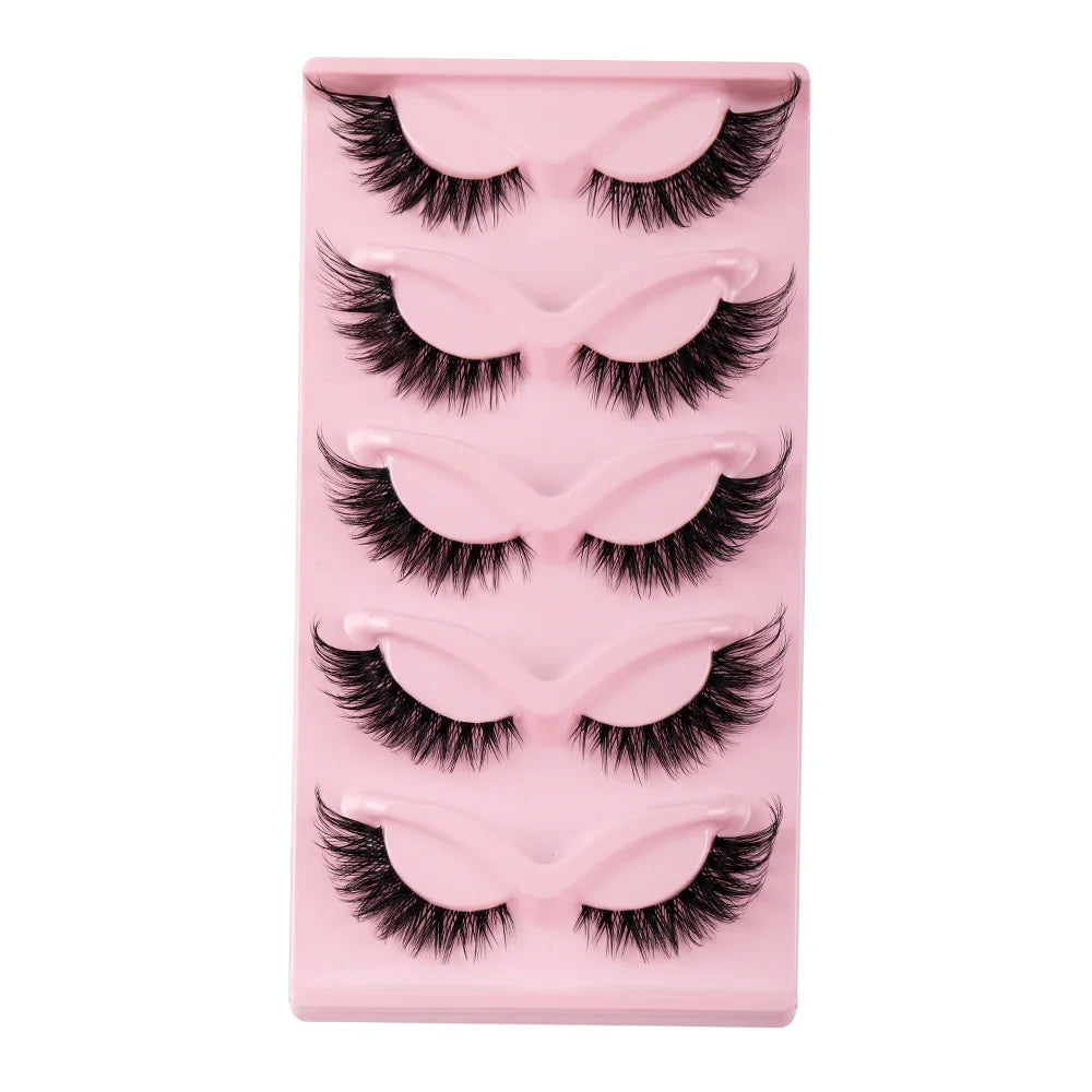 Faux-Cils en Faux Vison Naturel, Longs, Manga, Yeux Ailés, Accessoire de Maquillage, 5 Paires