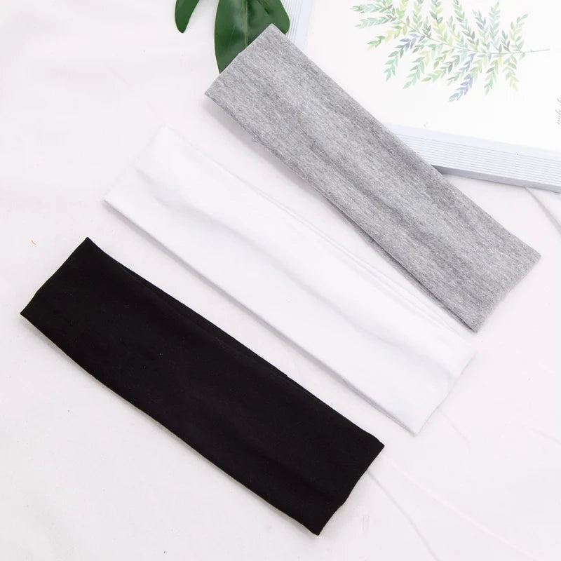 Bandeau élastique en coton, bandeaux à la mode pour femmes et hommes, solide, course à pied, Fitness, Yoga, extensible, maquillage, accessoires pour cheveux
