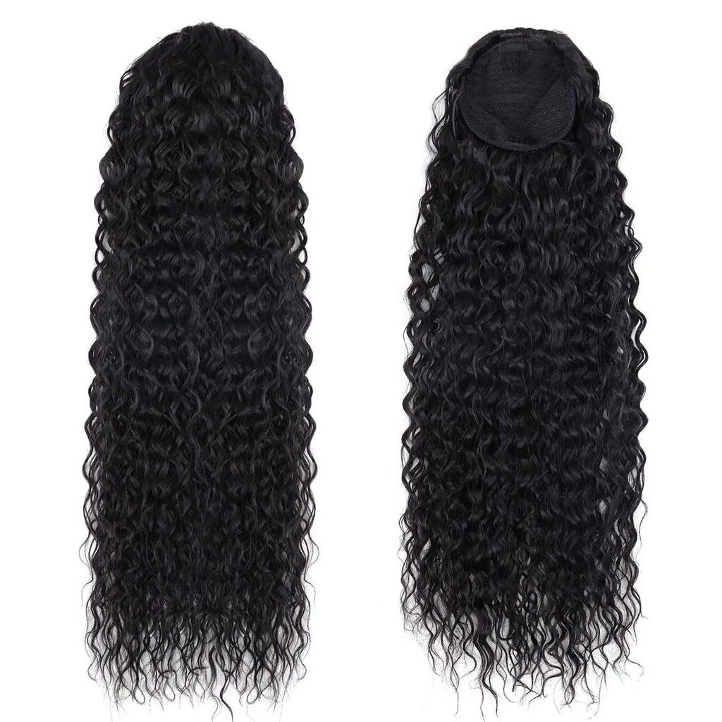 Queue de cheval à cordon de serrage Deep Wave, extensions de cheveux 100% naturels, 100g, cheveux brésiliens Remy noirs naturels, postiche avec clip