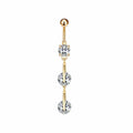 Piercing de nombril à filetage interne en titane – Bijou de nombril avec barre de piercing et pendentif décoratif. Orné d’une longue chaîne avec nœud, fleur ou papillon suspendu pour un look élégant et féminin.