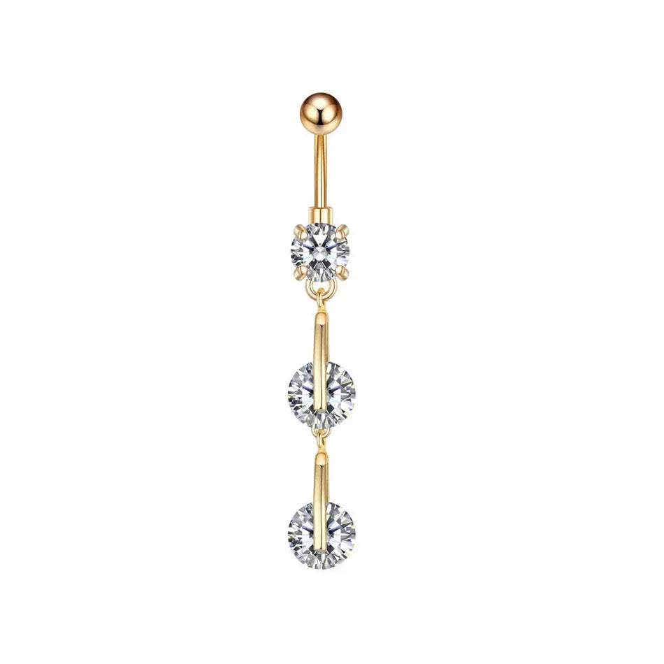 Piercing de nombril à filetage interne en titane – Bijou de nombril avec barre de piercing et pendentif décoratif. Orné d’une longue chaîne avec nœud, fleur ou papillon suspendu pour un look élégant et féminin.