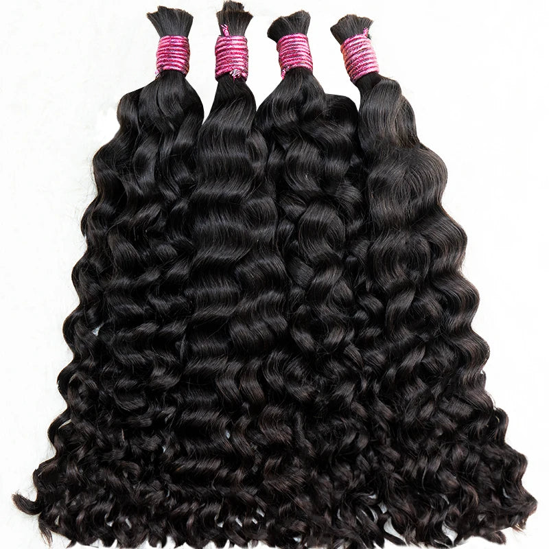Cheveux indiens profonds lâches 100% vrais cheveux Remy en vrac non transformés sans trame bouclés Extensions de cheveux humains tissage cheveux pour les femmes tressage