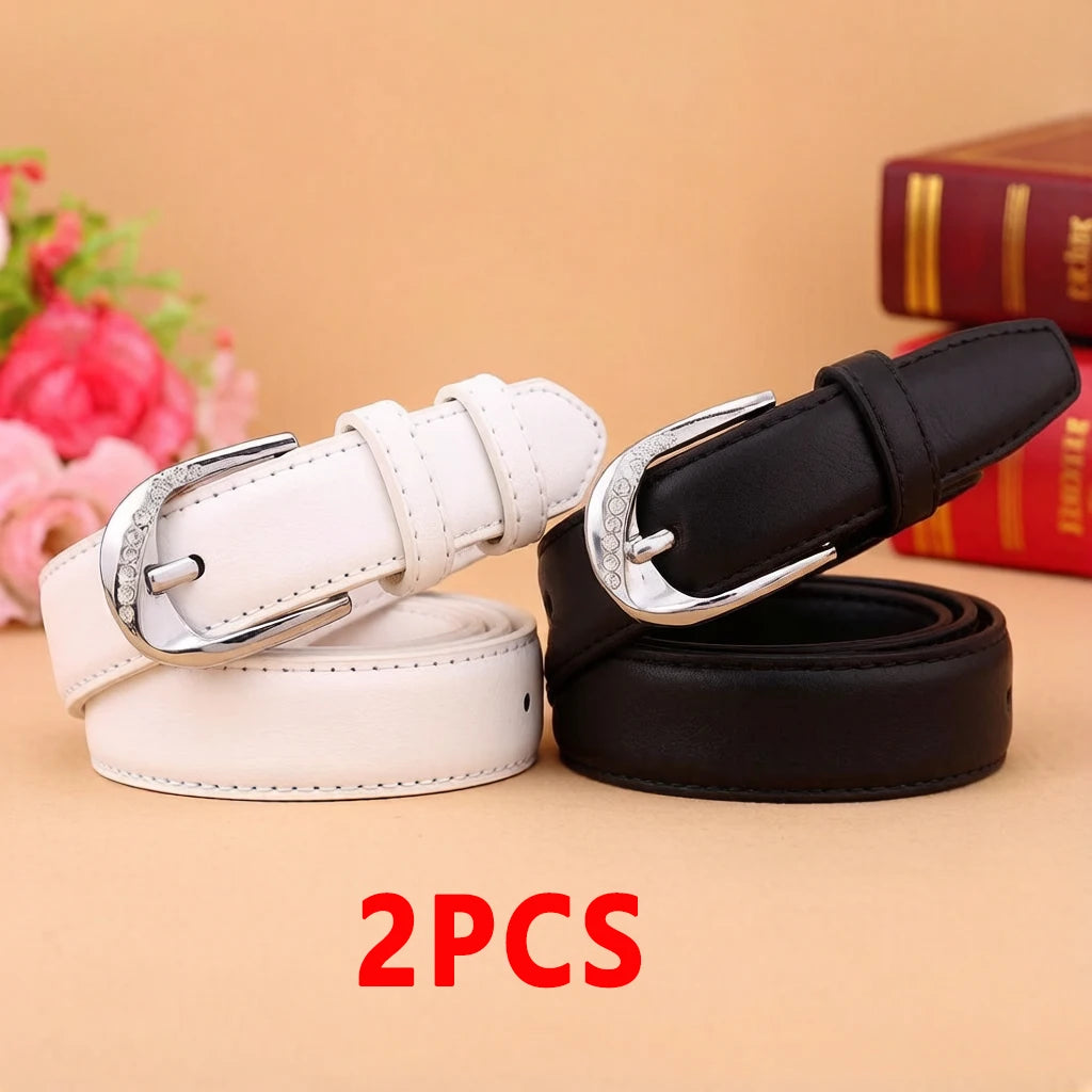 Ceinture pour pantalon femme en cuir PU, tendance, blanche, de haute qualité, style vintage, avec boucle ardillon, DT067