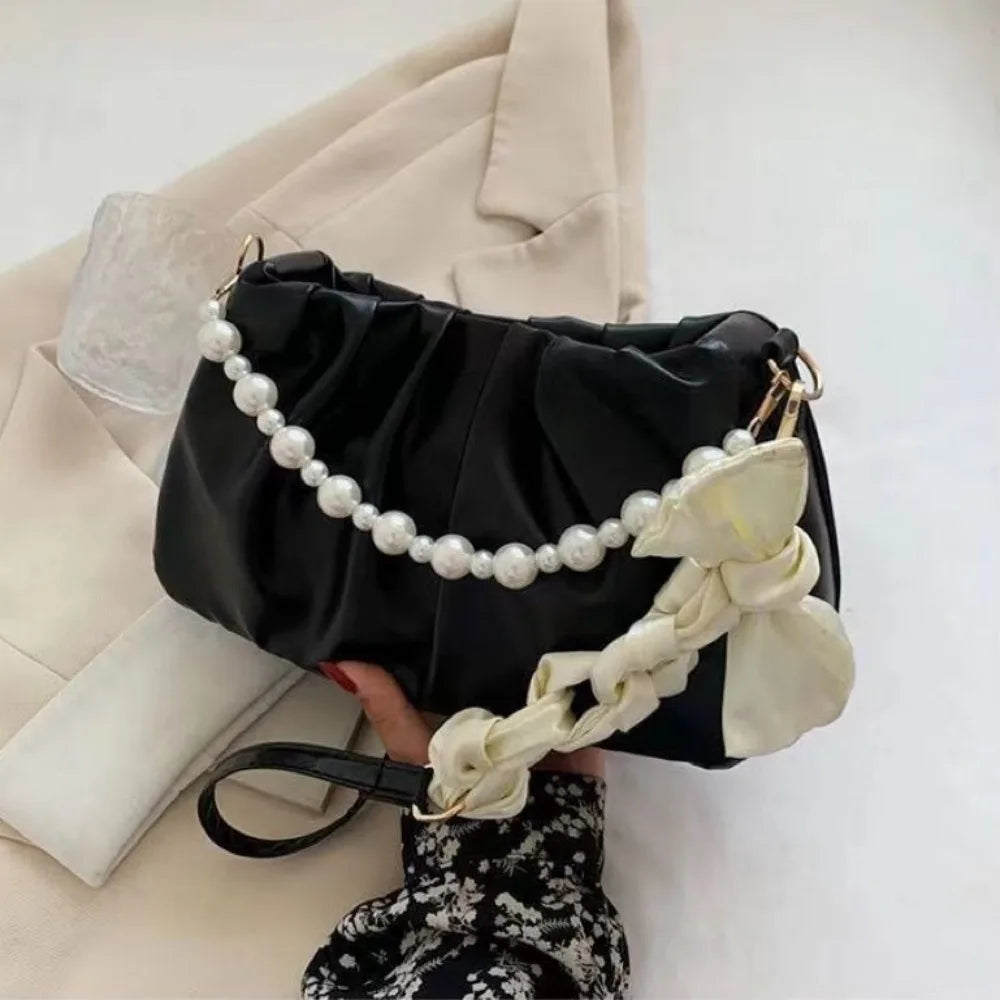 Sac à bandoulière nuage coréen Portable, petit sac à bandoulière de luxe en cuir PU, sac à bandoulière de luxe en perles douces