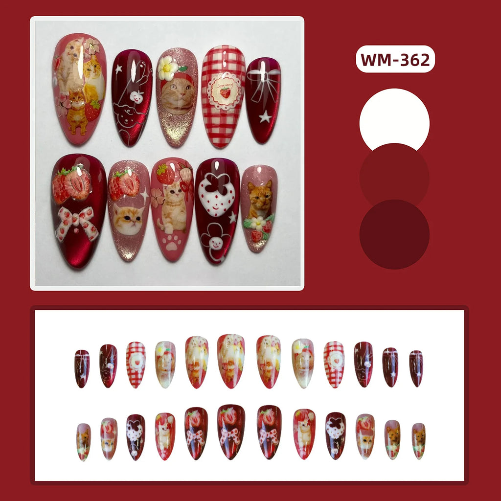 24 pièces de faux ongles à fleurs, style tendance, avec effet dégradé jaune et rose. Ongles portables à couverture complète, forme amande , à poser directement (Press-On Nails).
