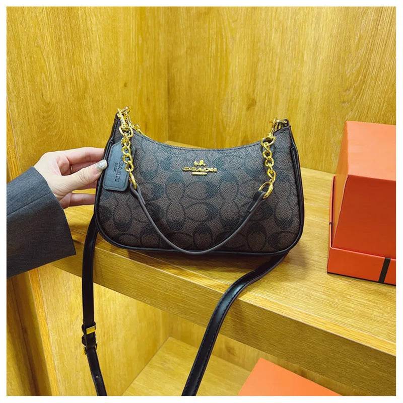 Sacs à chaîne pour femmes, sac à main en PVC à imprimé géométrique, sac à bandoulière, sac sous le bras pour femmes, adapté aux tenues quotidiennes