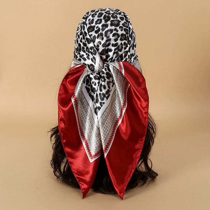 Foulard carré en soie pour femmes, nouveau Design de luxe, Style populaire, quatre saisons, protection solaire, foulard de plage, Hijab, 90x90CM