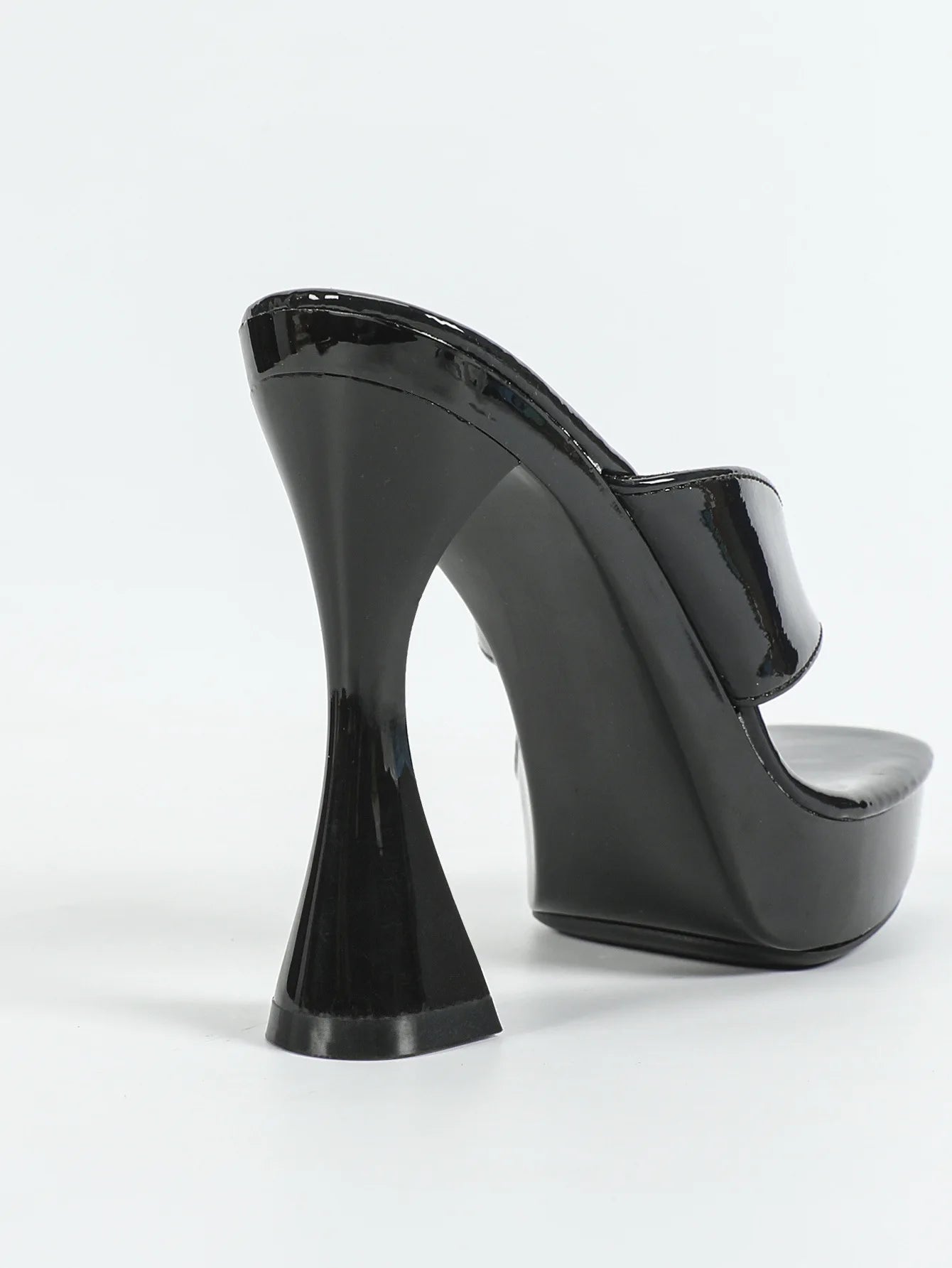 Sandales à bout carré pour femme – tongs d’été, chaussons estivaux, semelle épaisse 12 cm, mules à talons hauts avec séparateur d’orteil, chaussures noires d’extérieur pour femme