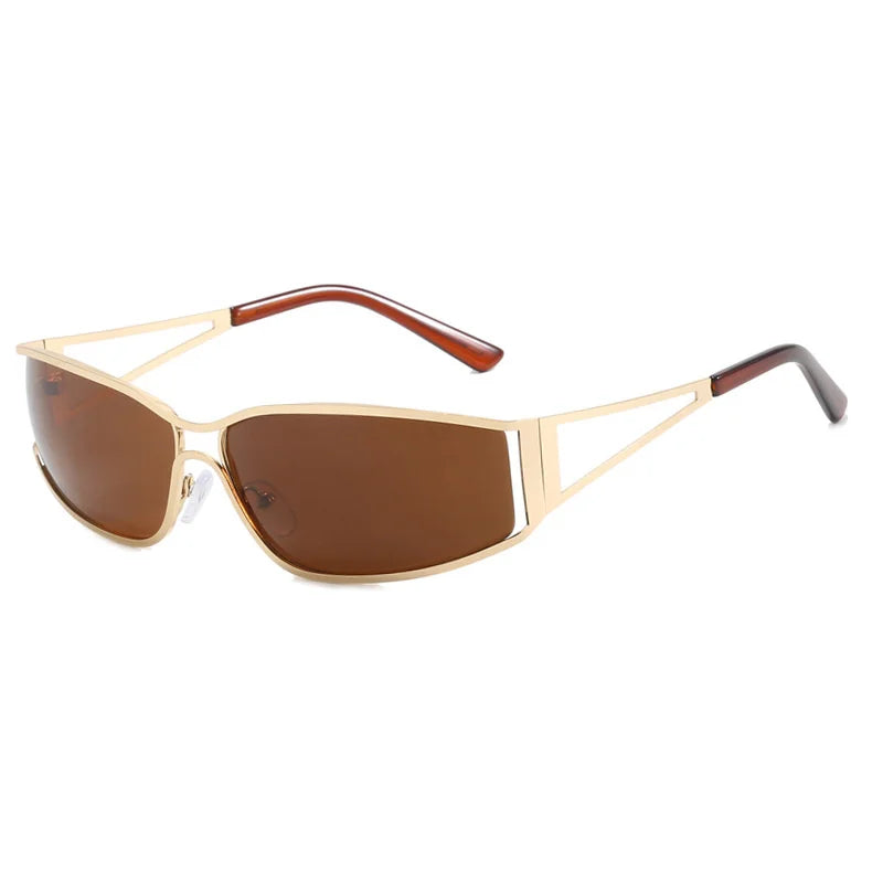Lunettes de soleil Y2K pour femmes et hommes, surdimensionnées, de marque, avec verres dégradés, style steampunk, lunettes de soleil miroir