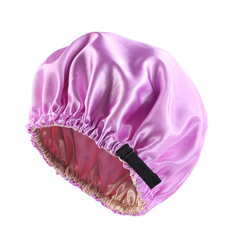 Bonnet en Satin pour dormir, Bonnet en soie réglable pour cheveux bouclés, Double couche, grand bonnet de sommeil doublé en Satin pour femmes