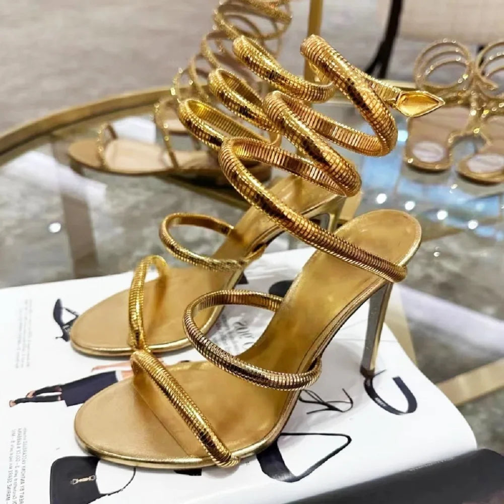 Eilyken-Sandales à bande étroite pour femmes, style de rue, sangle de rinçage, Parker ouvert, talons hauts fins, strip-teaseuse, chaussures de banquet sexy, été