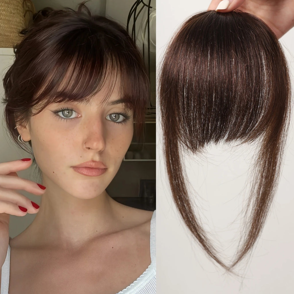 100% cheveux humains frange Clips dans Air frange frange postiche pour femmes platine blond Remy cheveux humains frange Extension de cheveux 4.5 pouces