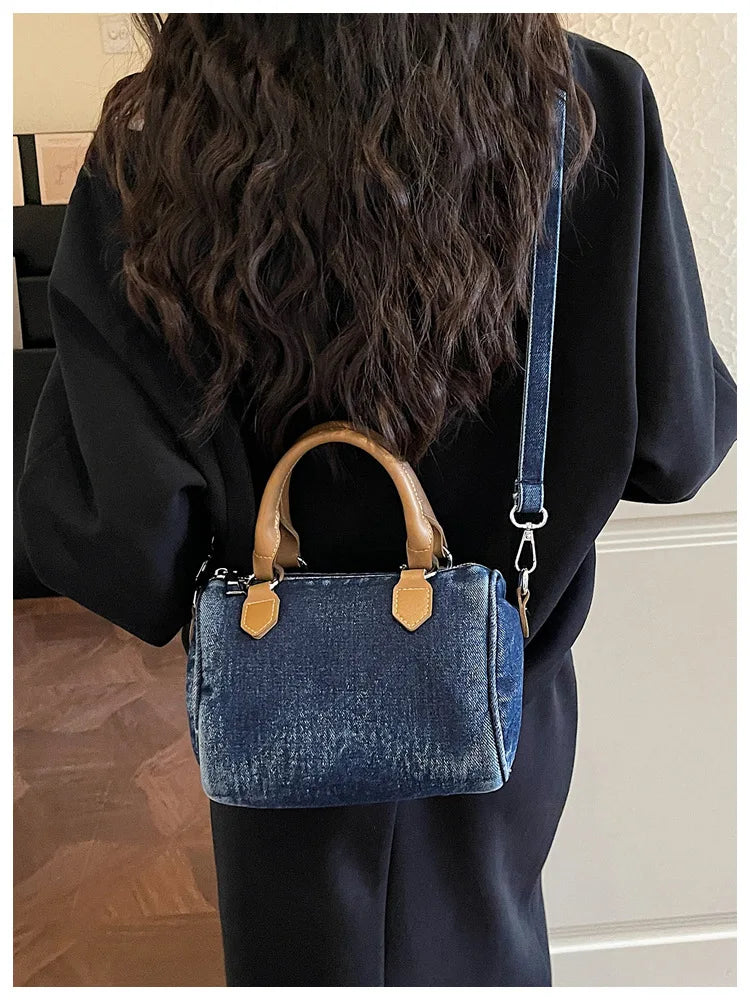 Sac bandoulière classique en jean délavé de haute qualité, sac à main décontracté à porter sous le bras, style coréen, sac de transport pour le quotidien