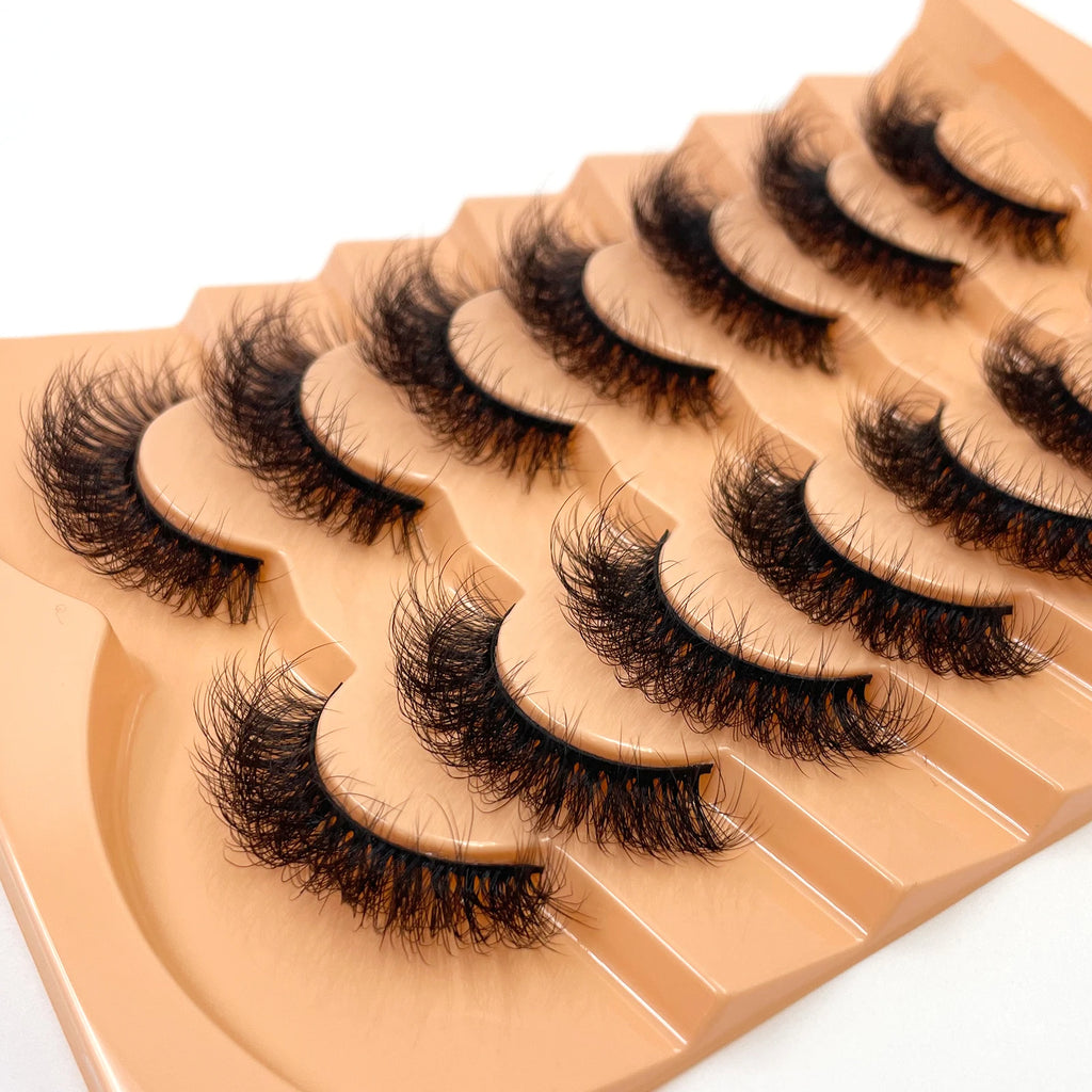 Nouveau 7 paires de faux cils épais, simulation 3D en fourrure de vison, faux cils dramatiques, vente en gros, fabrication de faux cils pleine ligne