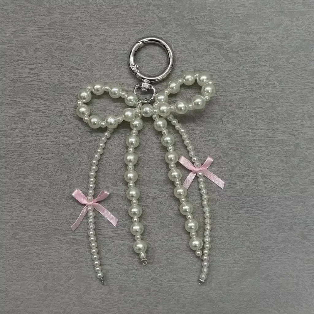 Nouveau Porte-clés Coréen Tendance 2026 avec Nœud Perlé et Pendentif Cœur, Style Y2K Esthétique Ins, Accessoire de Sac pour Fille