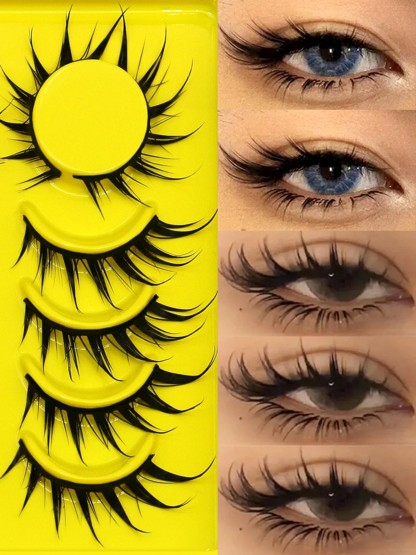 Lasvirey Cils œil de chat, style manga, faux cils 3D en vison, doux, croisés, fins, naturels, ailés, allongés, maquillage