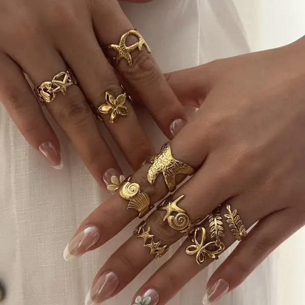 Lot de 8 bagues vintage roses en métal avec fleurs pour femme, style punk élégant, perles baroques, bagues de phalange, bijoux pour soirée et usage quotidien