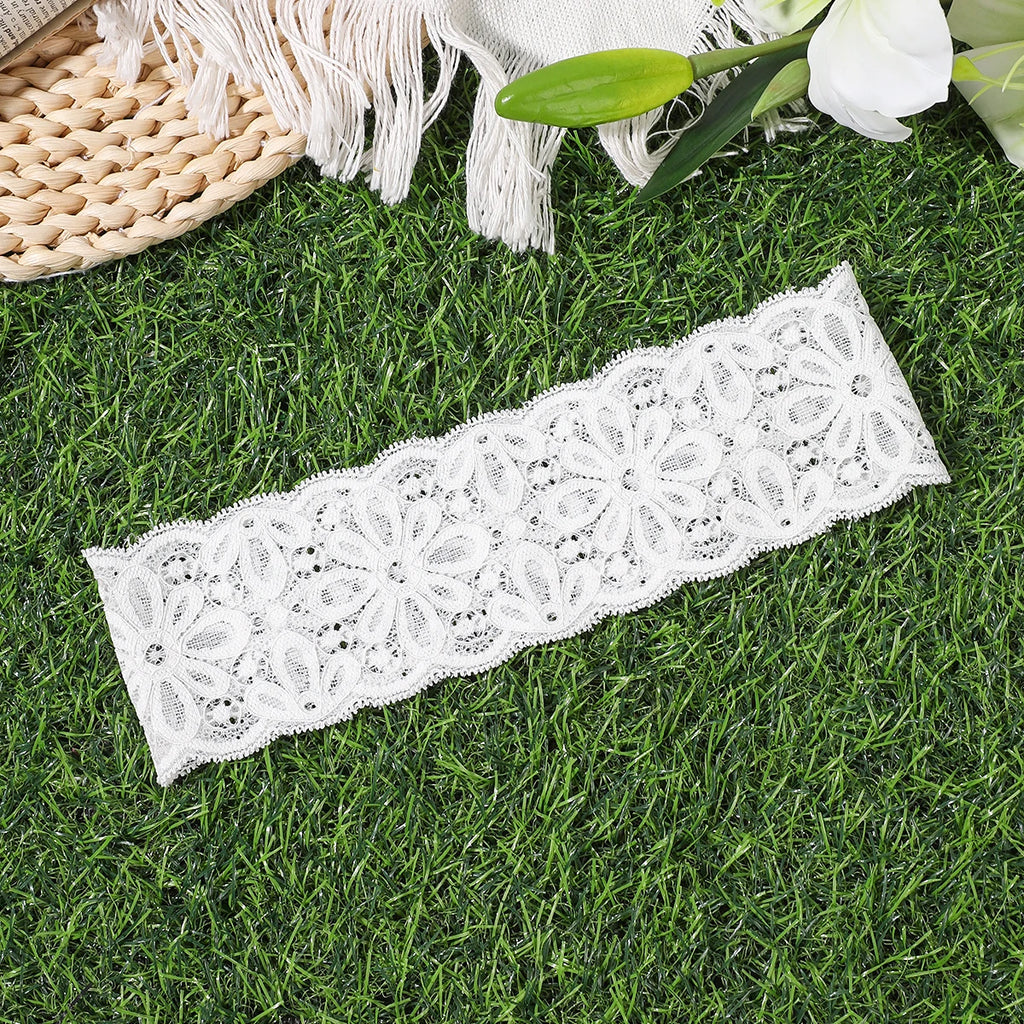 AWAYTR – bandeaux élastiques en dentelle de couleur unie, large nœud en tissu, accessoires pour cheveux pour femmes, couvre-chef de fête
