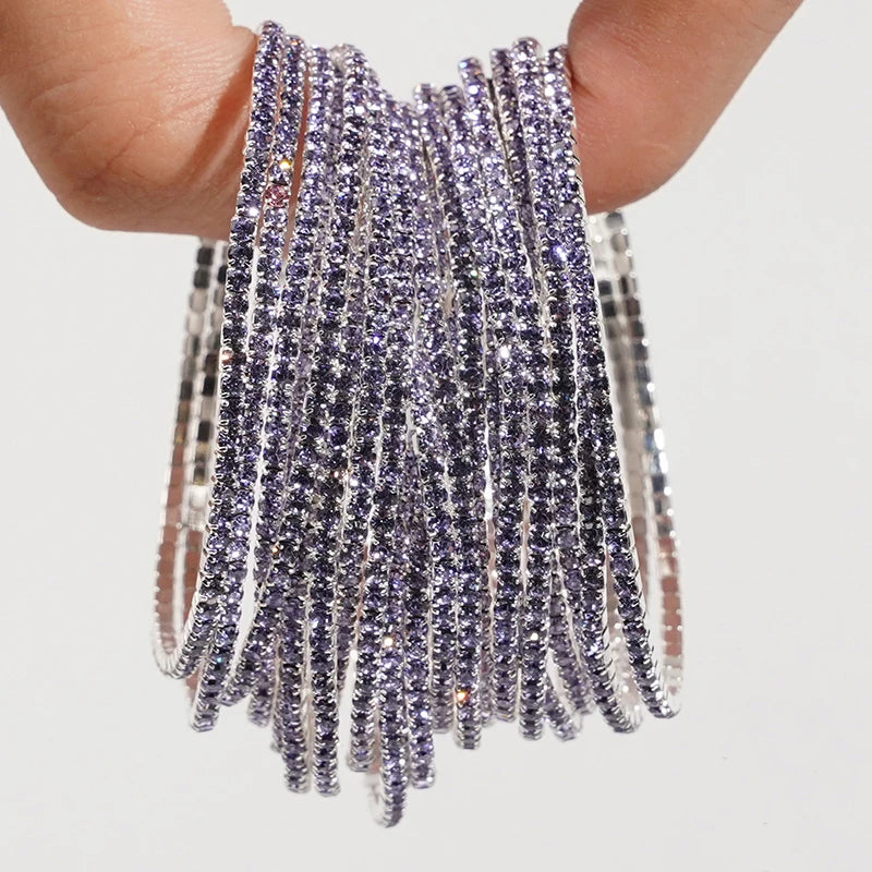 Bracelet élastique en strass et cristal pour femmes, 5 pièces, extensible, empilable, classique, bijoux quotidiens pour femmes