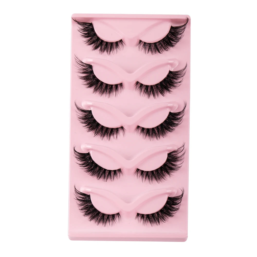 Faux-Cils en Faux Vison Naturel, Longs, Manga, Yeux Ailés, Accessoire de Maquillage, 5 Paires