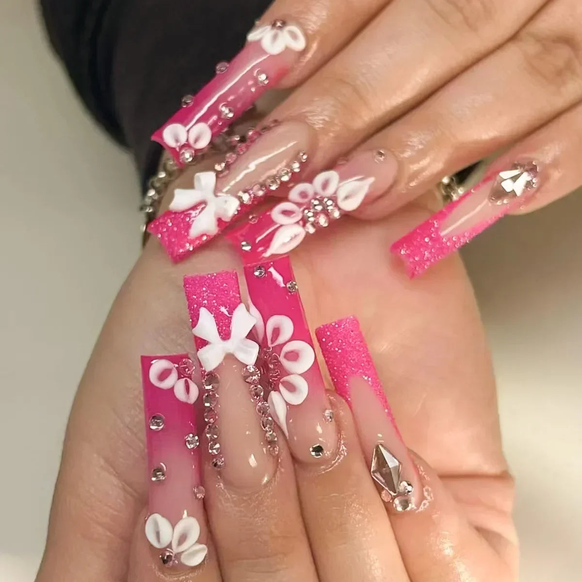 Faux Ongles Longs Bruns N64.Glitter Ballet Wearable, Design Français, Presse Complète sur Nail Ins, Nail Tips Art, 24Pcs