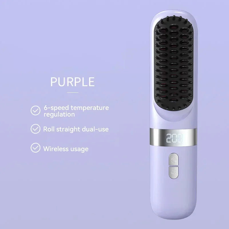 ouveau peigne chauffant électrique multifonction sans fil 2025, lisseur pour cheveux avec technologie à ions négatifs, brosse lissante anti-brûlure pour un coiffage rapide et efficace.