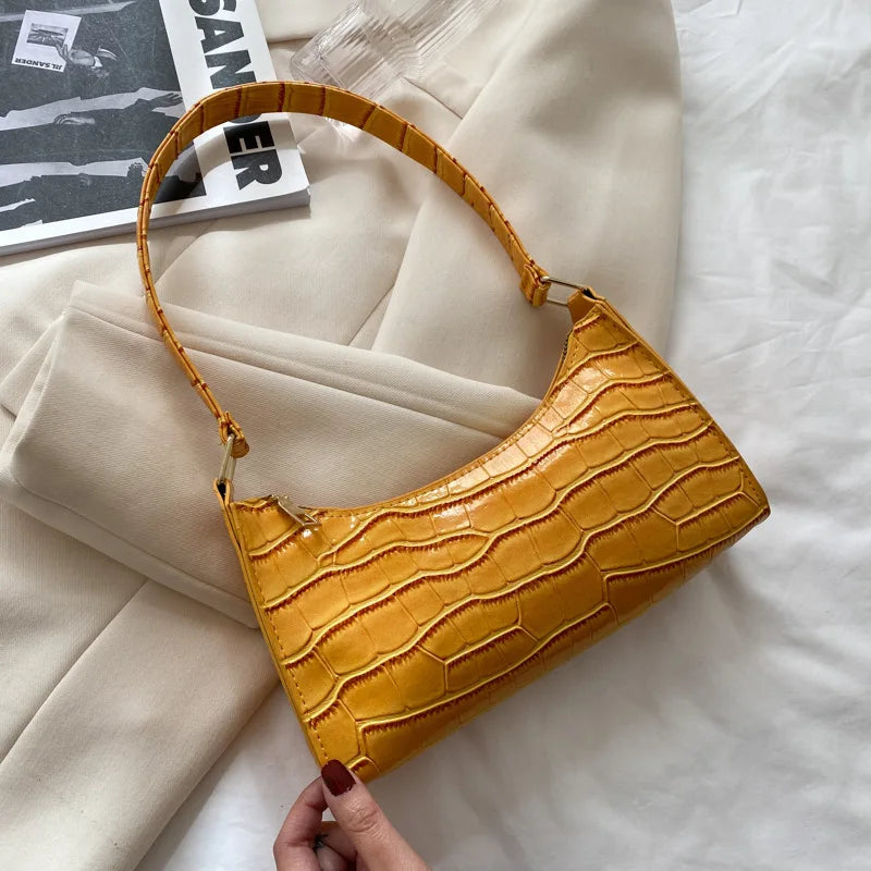 Sacs en cuir PU pour femmes, sac à main à motif d'alligator, petit sac messager sous les bras