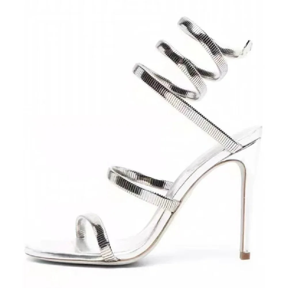 Eilyken-Sandales à bande étroite pour femmes, style de rue, sangle de rinçage, Parker ouvert, talons hauts fins, strip-teaseuse, chaussures de banquet sexy, été