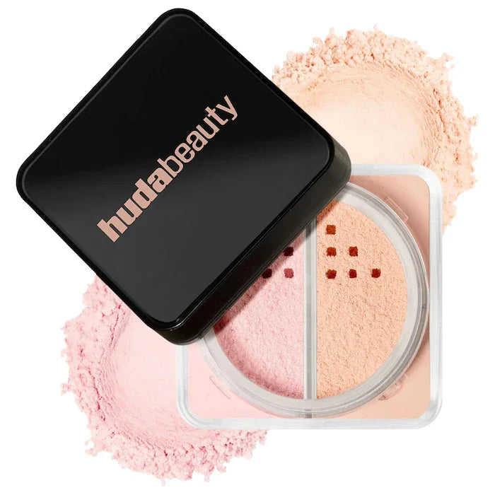 Poudre Libre Éclaircissante HudaBeauty et Correctrice 2 Couleurs Easy Bake – Duo Longue Tenue, Contrôle du Sébum, Maquillage Naturel et Imperméable pour le Visage