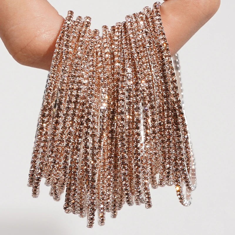 Bracelet élastique en strass et cristal pour femmes, 5 pièces, extensible, empilable, classique, bijoux quotidiens pour femmes