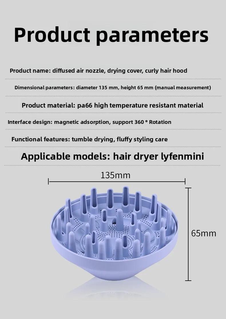 Nouveau pour Laifen Mini sèche-cheveux Diffusion buse de friser bouclier de séchage moelleux