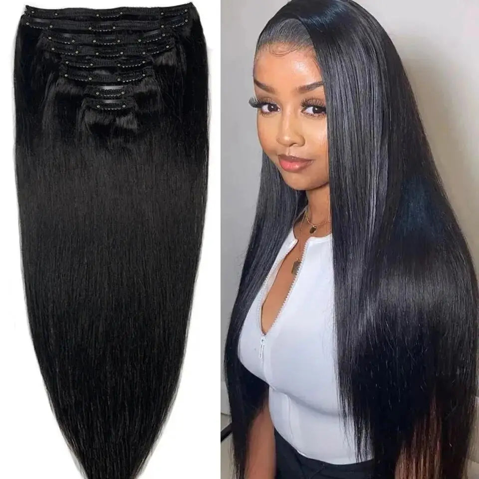 120G 8 pièces/ensembles pince dans les Extensions de cheveux cheveux humains 10 à 26 pouces brésilien Remy cheveux raides naturel noir 4 613 couleur pour les femmes