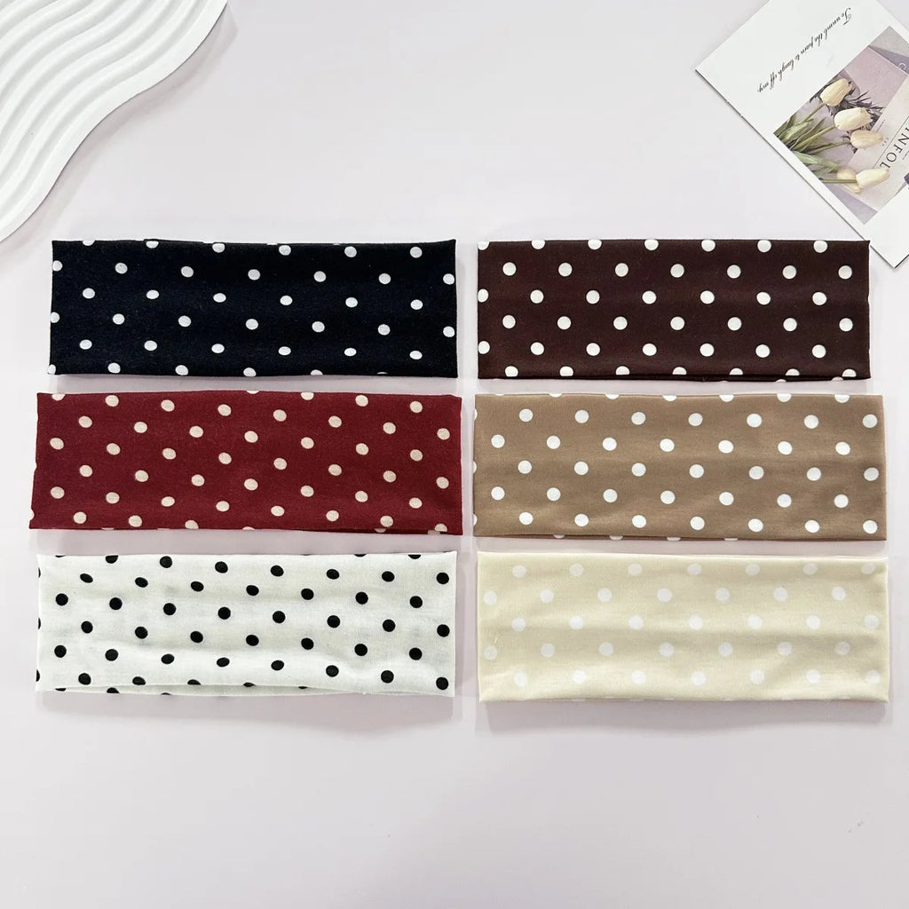 Bandeaux larges pour femmes, style Y2K Rétro Bohème, extensibles à pois, mode coréenne Ins, pour le yoga, le sport et les sorties, accessoires capillaires