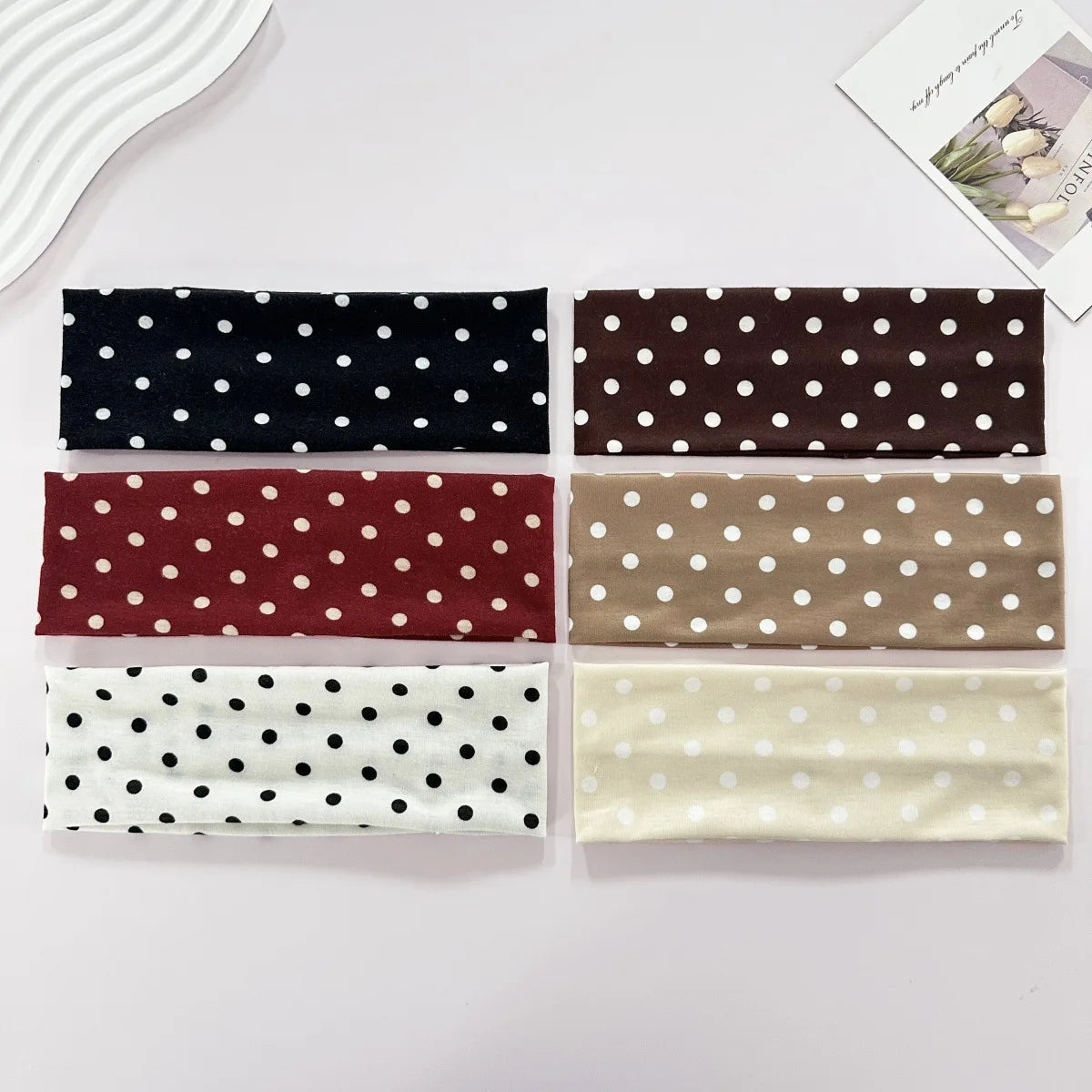 Bandeaux larges pour femmes, style Y2K Rétro Bohème, extensibles à pois, mode coréenne Ins, pour le yoga, le sport et les sorties, accessoires capillaires