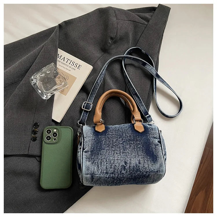 Sac bandoulière classique en jean délavé de haute qualité, sac à main décontracté à porter sous le bras, style coréen, sac de transport pour le quotidien