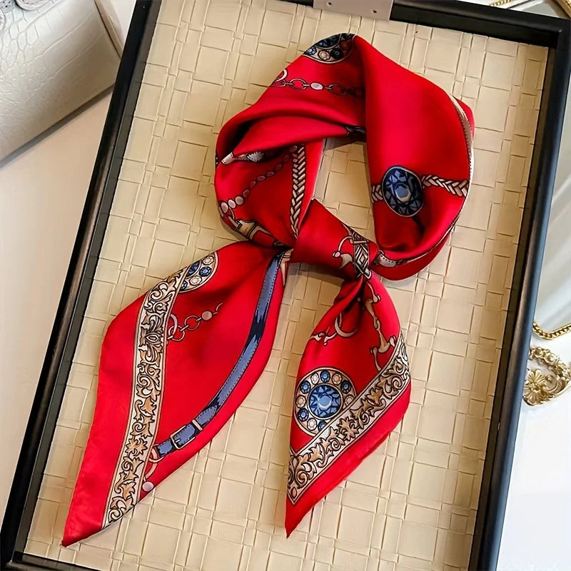 Écharpe Pashmina en soie imprimée pour femmes, châle carré, bandeau décoratif, Design de luxe, Bandana, nouvelle mode 70x70cm, 2026