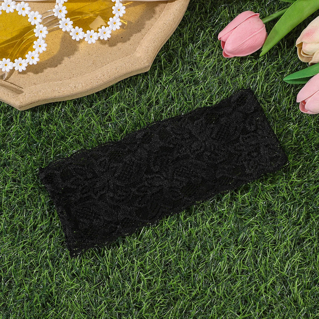 AWAYTR – bandeaux élastiques en dentelle de couleur unie, large nœud en tissu, accessoires pour cheveux pour femmes, couvre-chef de fête