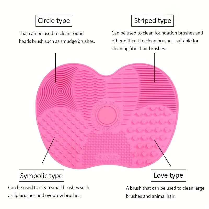 Tampon de nettoyage de brosse de maquillage en forme de pomme en Silicone, 1 pièce, avec ventouse pour un nettoyage efficace des outils cosmétiques