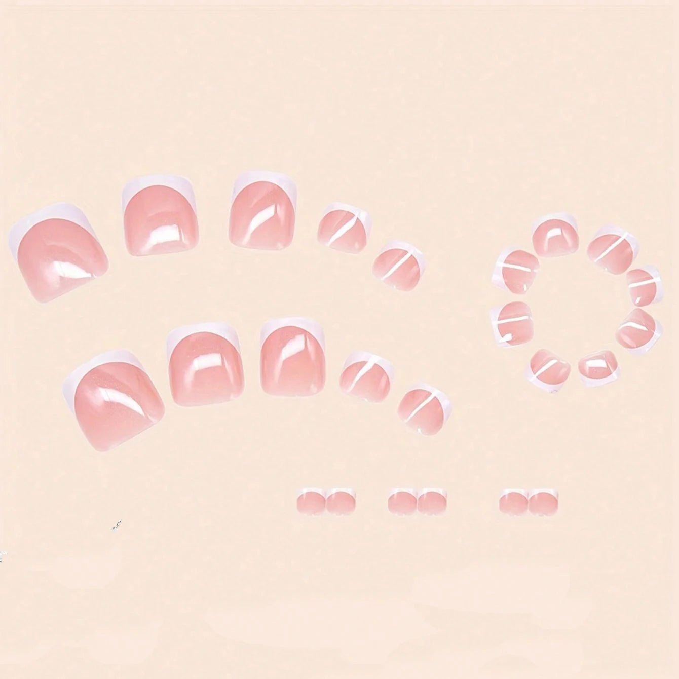 120 pièces améliorent instantané votre look avec un ensemble de faux ongles courts carrés blancs à couverture complète