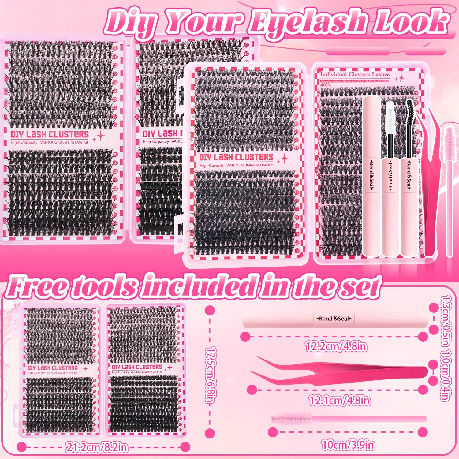 Kit de bouquets de faux cils 740/800 pièces – Longueurs mixtes pour extensions de cils ultra-légères et résistantes à l’eau. Permet de créer un look naturel pour le maquillage quotidien ou un effet glamour plus intense et sophistiqué.