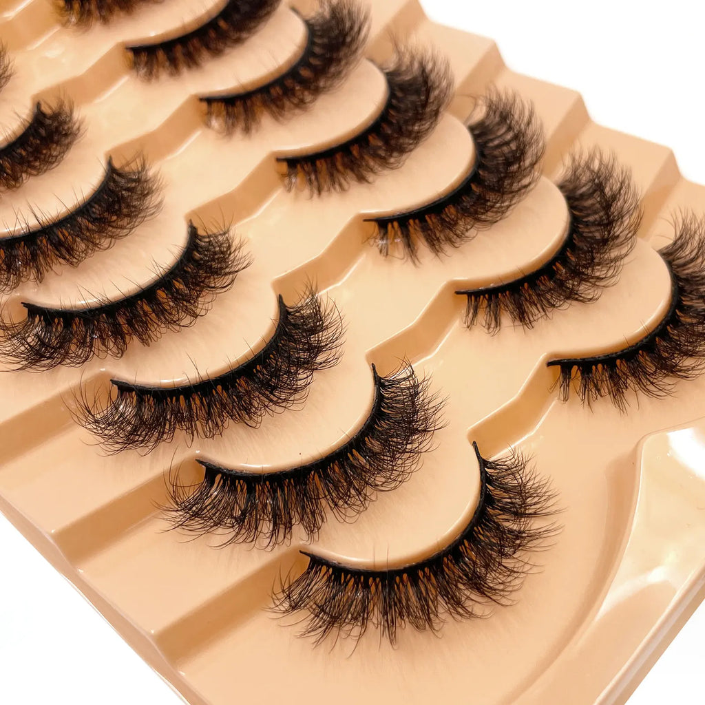 Nouveau 7 paires de faux cils épais, simulation 3D en fourrure de vison, faux cils dramatiques, vente en gros, fabrication de faux cils pleine ligne