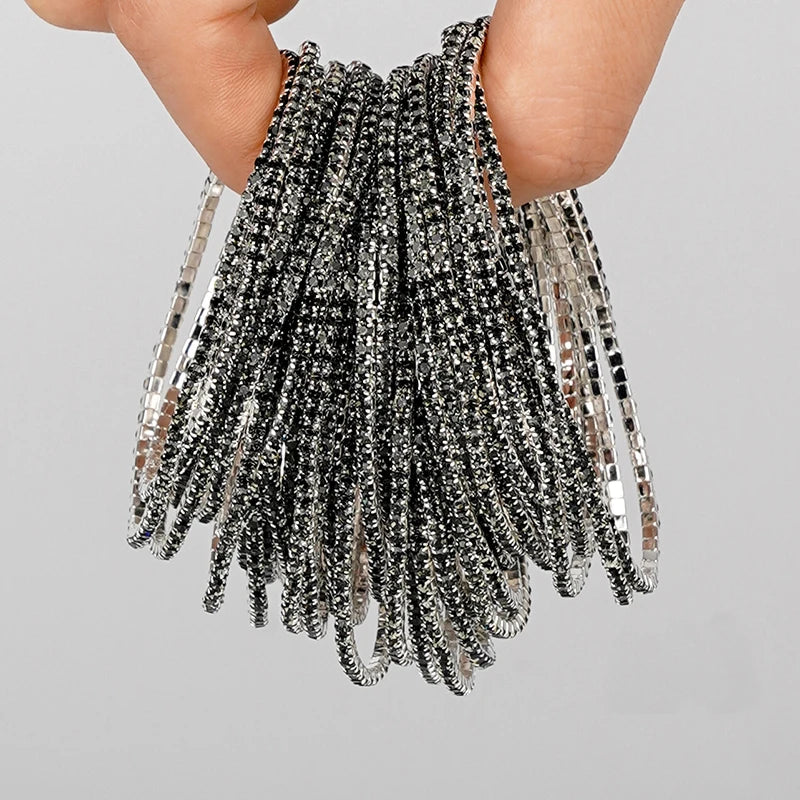 Bracelet élastique en strass et cristal pour femmes, 5 pièces, extensible, empilable, classique, bijoux quotidiens pour femmes