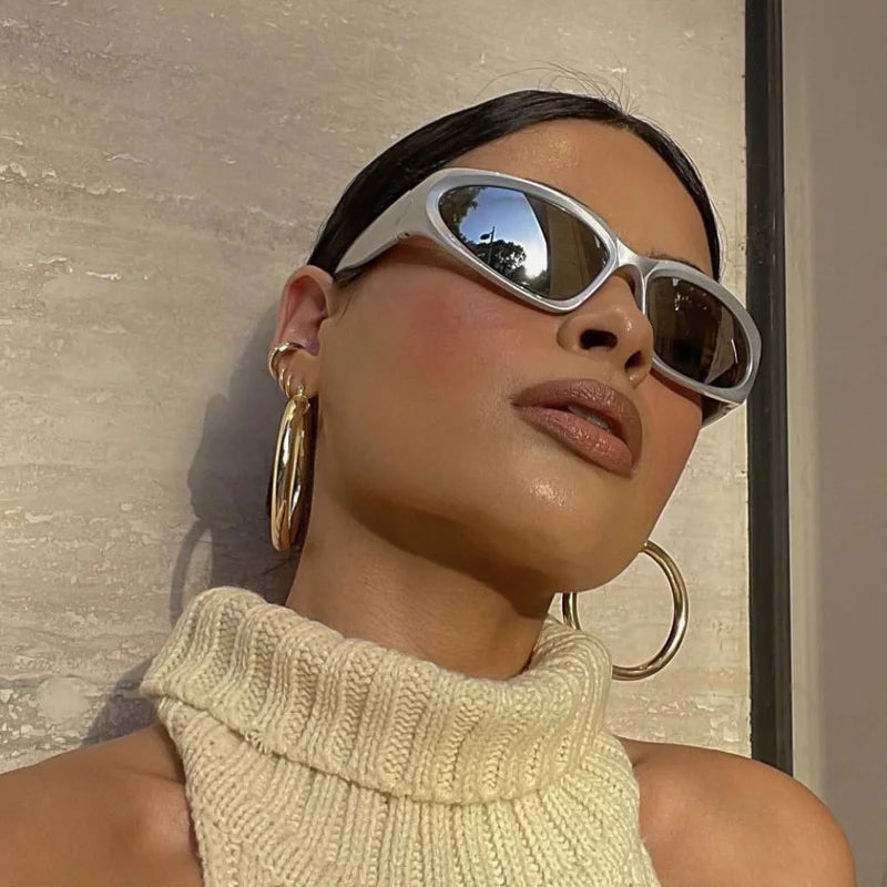 Lunettes de soleil carrées vintage pour femmes, lunettes de soleil de créateur de marque, nuances féminines, miroir rétro punk, petit cadre