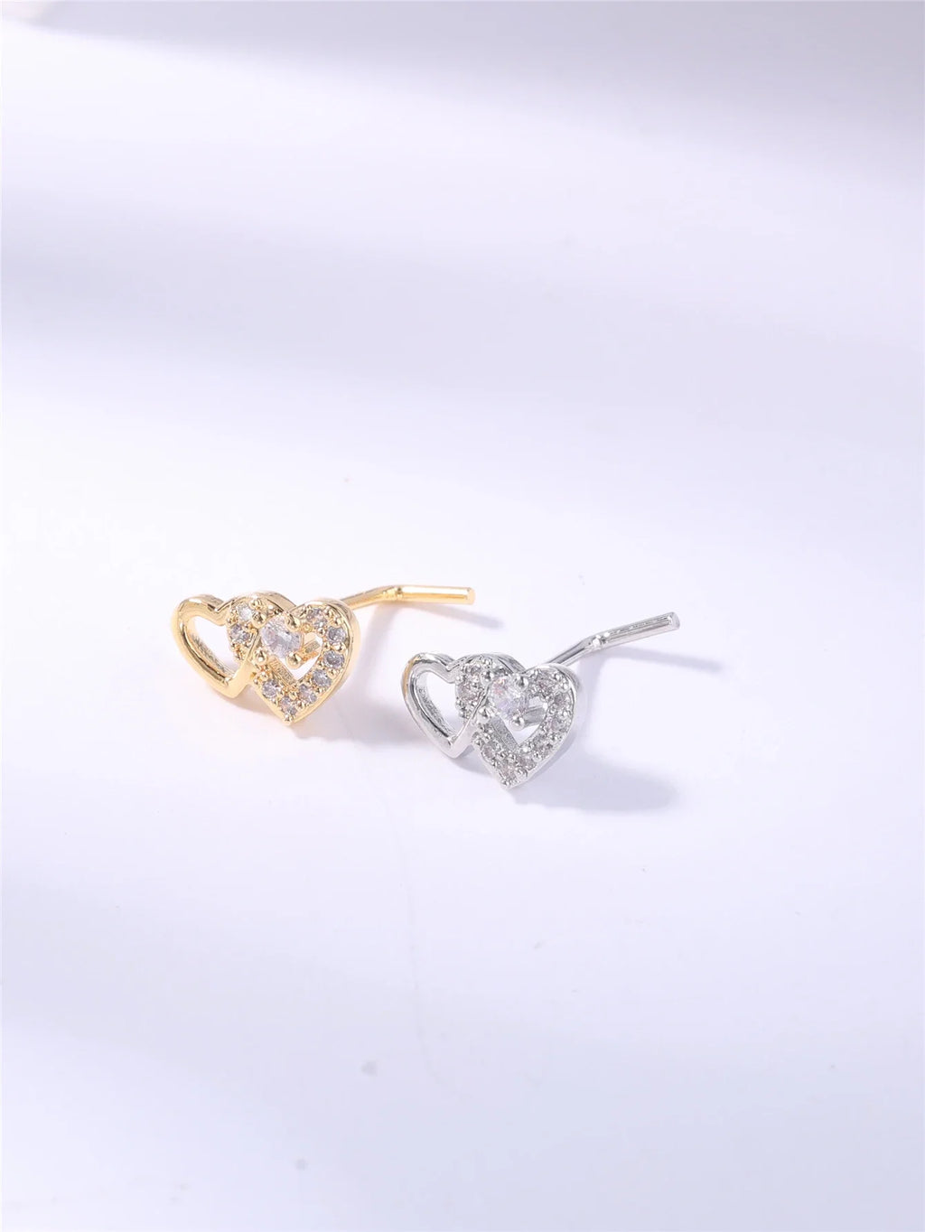 Anneaux de piercing nasal en forme de L 2G, avec cœur mignon et pierre CZ brillante, couleur or et argent, pour femmes et jeunes filles, bijoux de narine