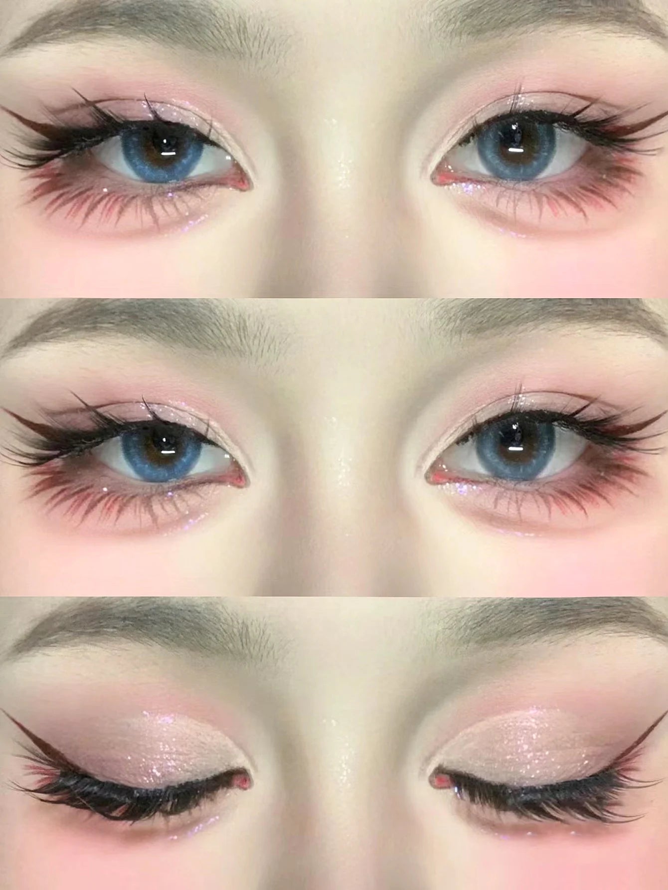 Lasvirey Cils œil de chat, style manga, faux cils 3D en vison, doux, croisés, fins, naturels, ailés, allongés, maquillage